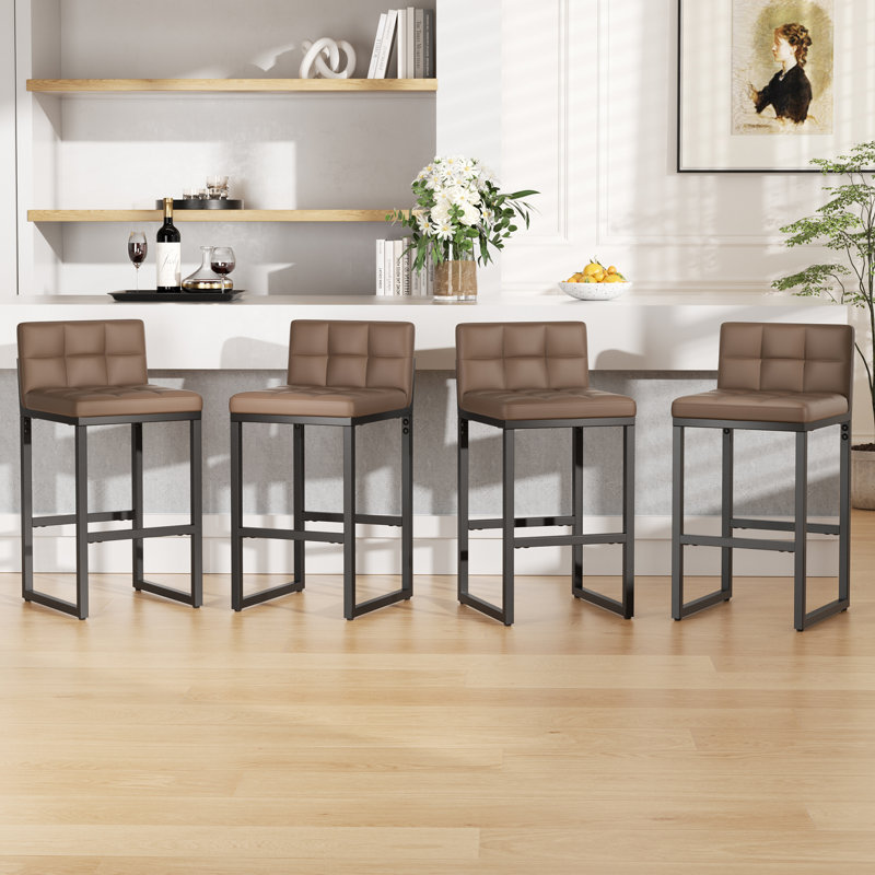Counter Stool with Metal Frame, Coffee, 4