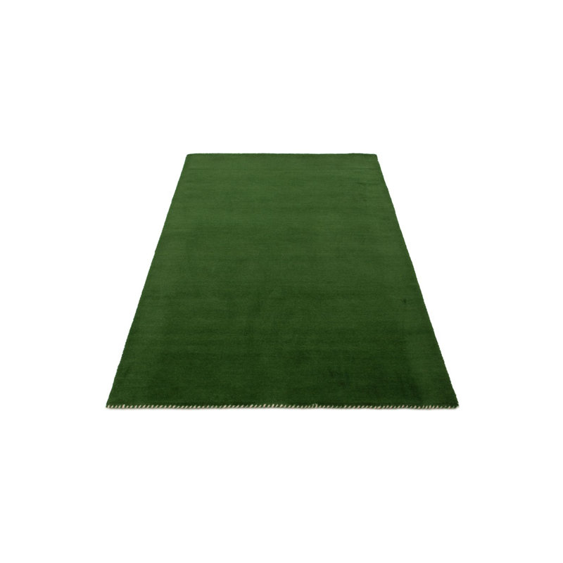 Solid Colour Wool Hand Woven Area Rug, Rectangle 120 x 170cm, Green