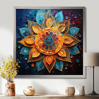 Mandala yoga sarcelle doré pointillisme