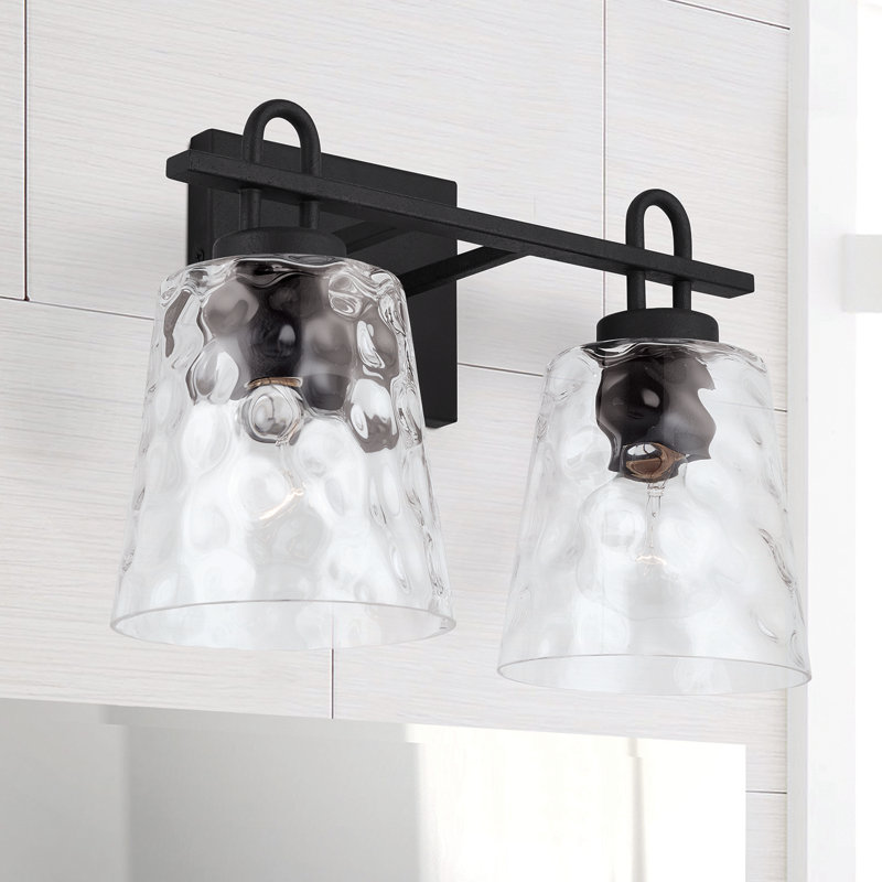 Éclairage pour meuble-lavabo à intensité variable en fer noir 2 lumières Shabari