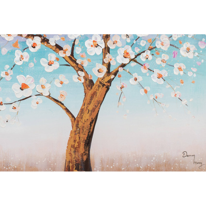 Hand -painted acrylic painting on spring evening
