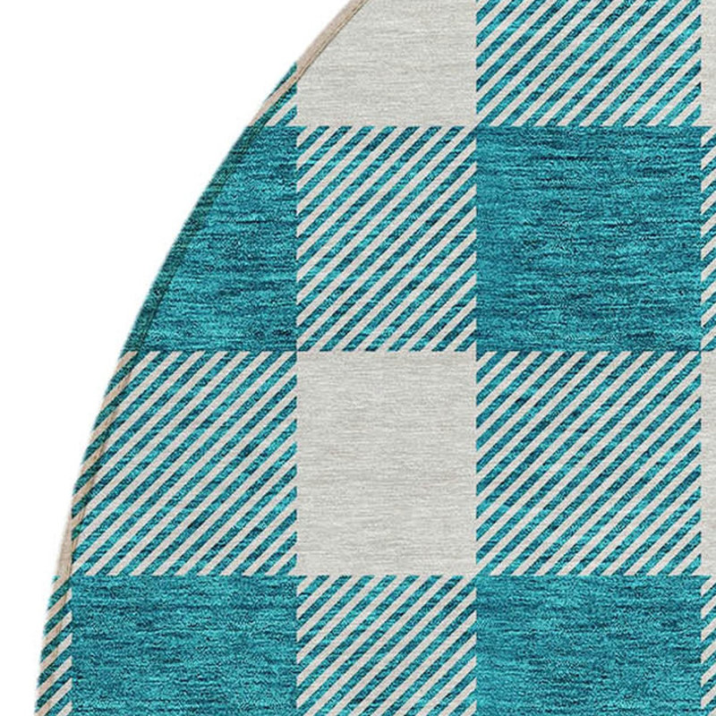 Tapis rond bleu sarcelle lavable 8 po
