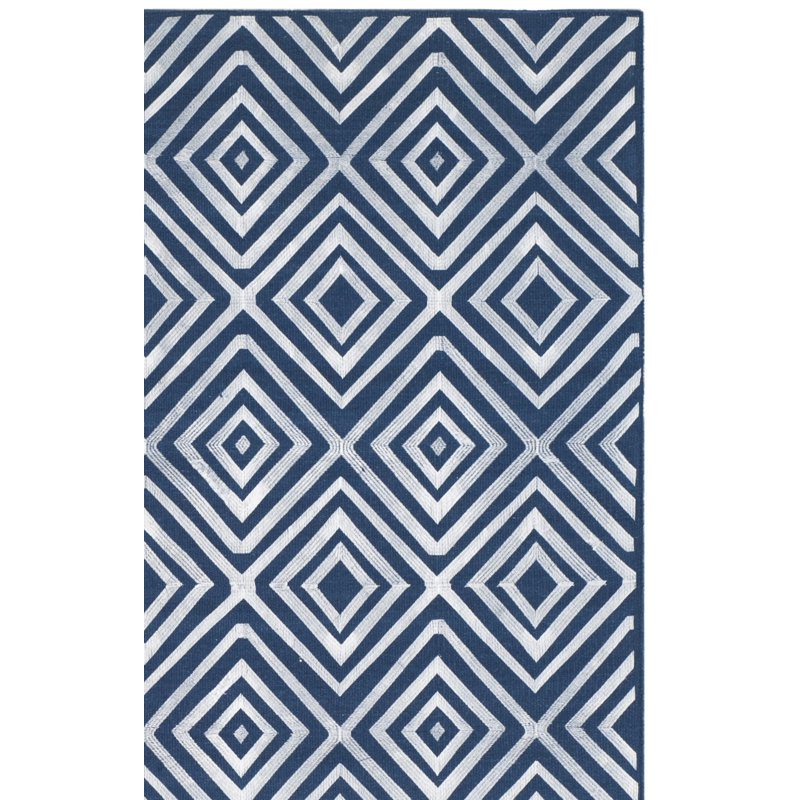 Shryock Hand Woven Flat Weave With Embroidery Wool Geometric Rug, Rectangle 8' x 10'