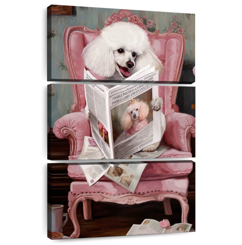 Brampt Poodle Reading News, 74" H x 48" W