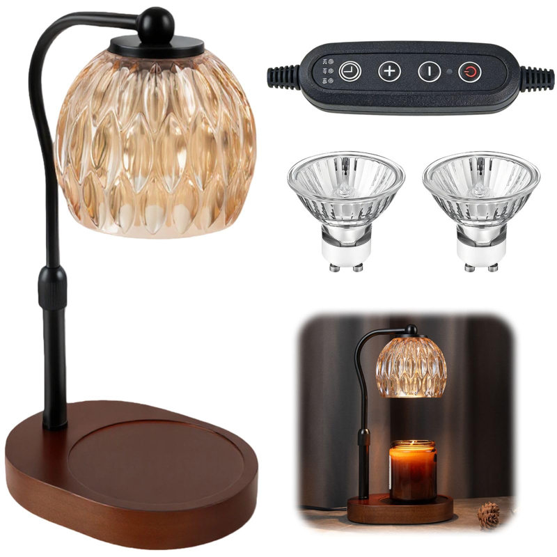 Lampe chauffe-bougie avec minuterie et variateur, chauffe-cire pour bougies en pot, lampe de bureau décorative, cadeau d'anniversaire pour femme, cadeau pour la fête des Mères (2 ampoules)
