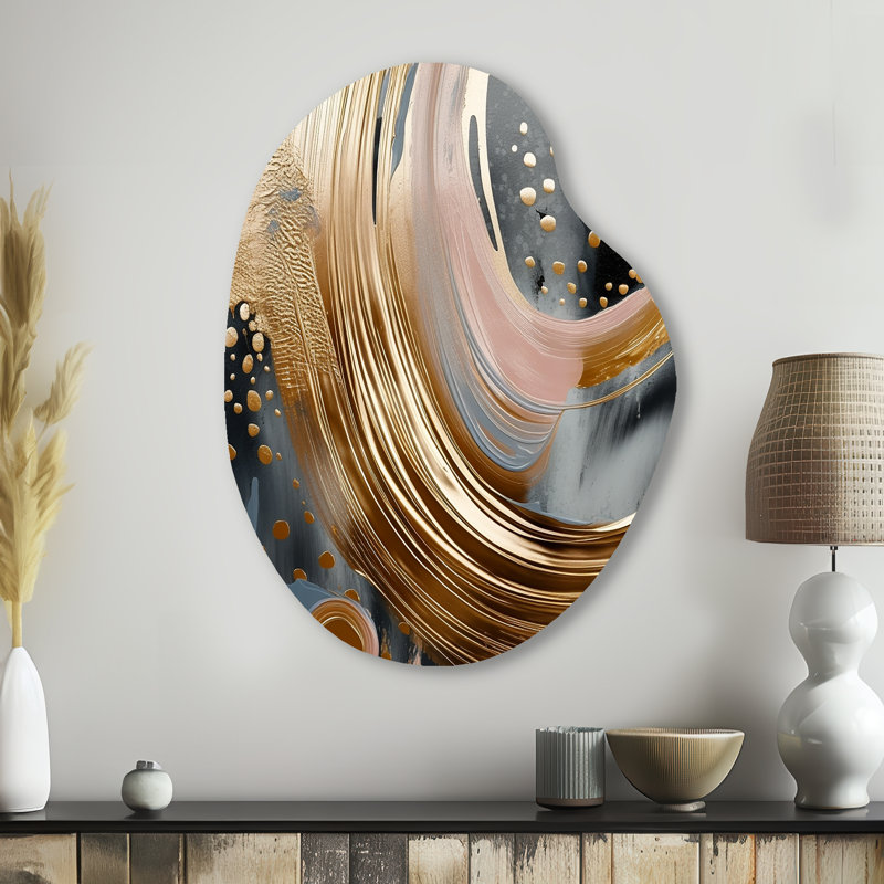 Gilby - décoration murale asymétrique en métal en marbre, reproduction d'art en métal de forme unique dorée