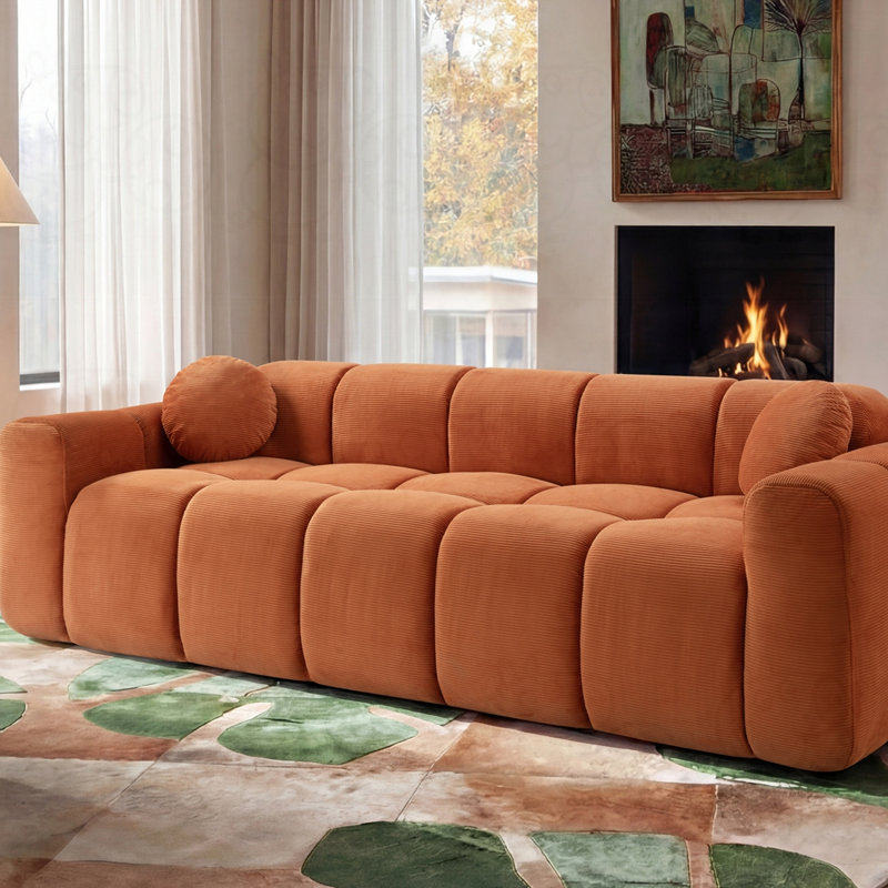 Très grand canapé à compression 98,4 po, Orange