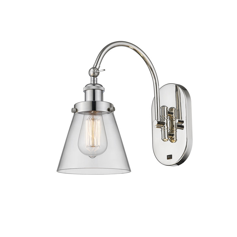 Shauna Swing Arm Sconce, Incandescent, Clear, Polished Nickel