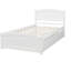 Lit plateforme simple avec attaches de tiroir blanches - Bois massif pour une chambre à coucher fiable à deux tiroirs