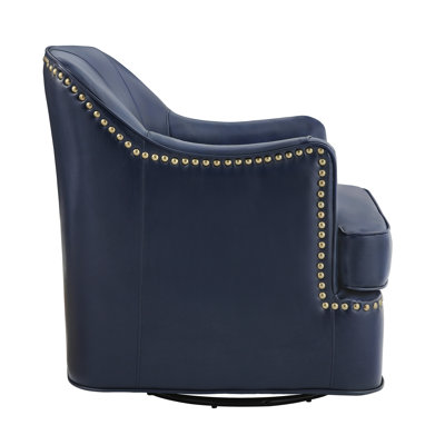 Whitlock Leather Match Swivel Barrel Chair