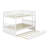 Full Over Full Rubber Wood Bunk Bed With Trundle, Ladder And Guardrails, Convertible To 2 Full Size Beds, With Twin Size Trundle