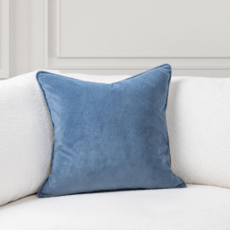 Coussin en velours côtelé Memoir, Bleu mer
