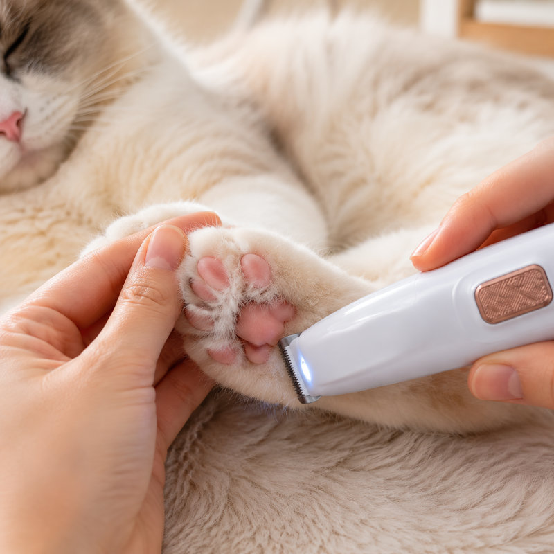 Taille-pattes imperméable pour chien et chat à DEL, comprend de l'huile d'entretien, une brosse de nettoyage et un câble USB