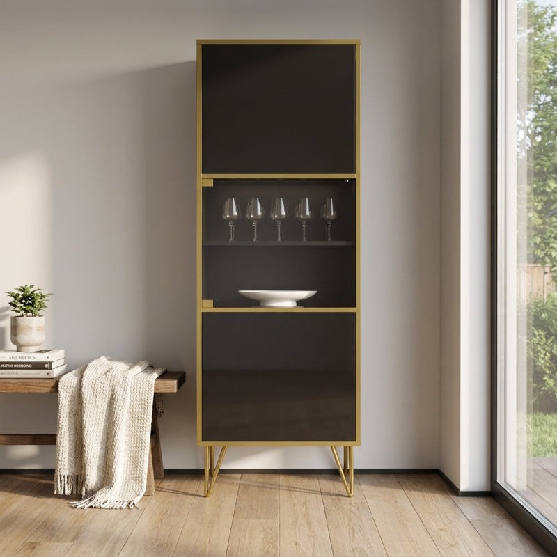 Tyntesfield 24" Bookcase with High Gloss Finish, Black