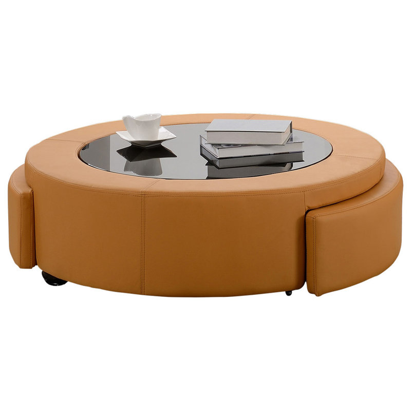 Table basse à 4 pieds avec rangement, Orange