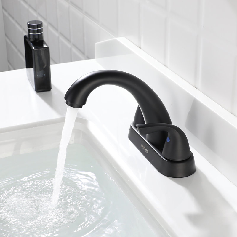 Centerset 2-handle Bathroom Faucet with Drain Assembly, Matte Black