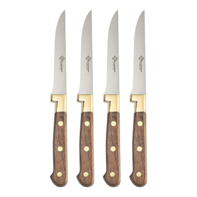 Au Nain Prince Gastronome Steak Knives with Rose Wood Handles, 4-Piece Set