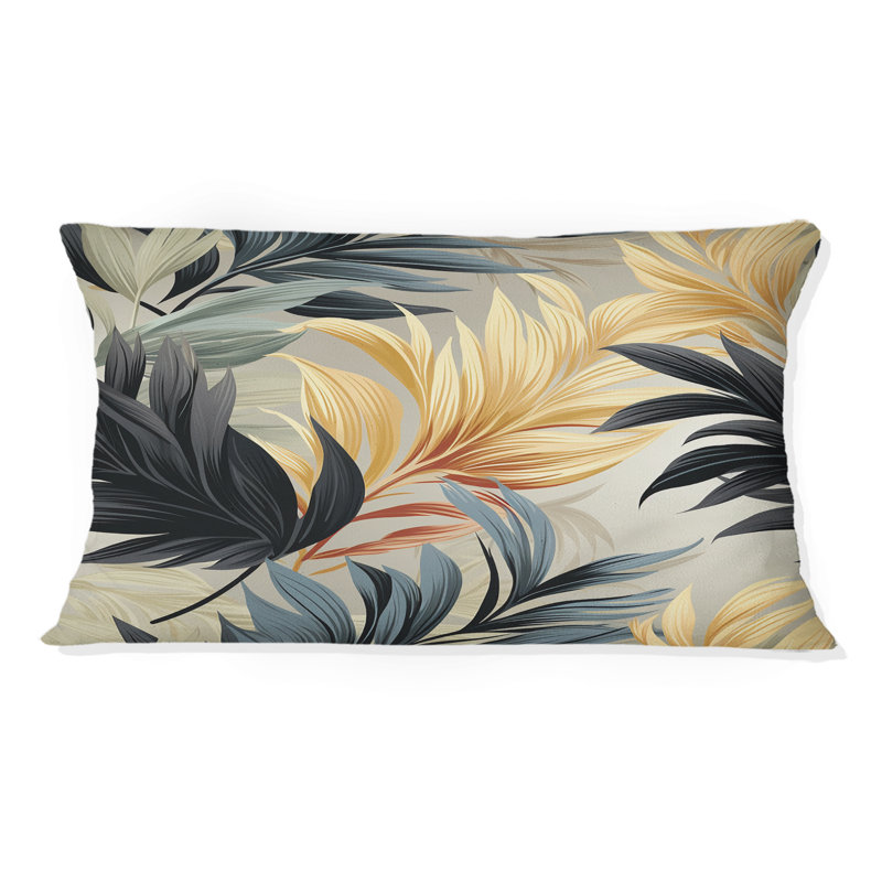 Coussin en polyester monochrome à motif tropical et motif tropical III