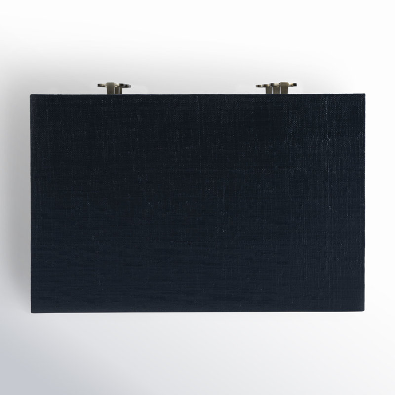 Bar Harbor Raffia 3 Drawer Nightstand, Navy Blue