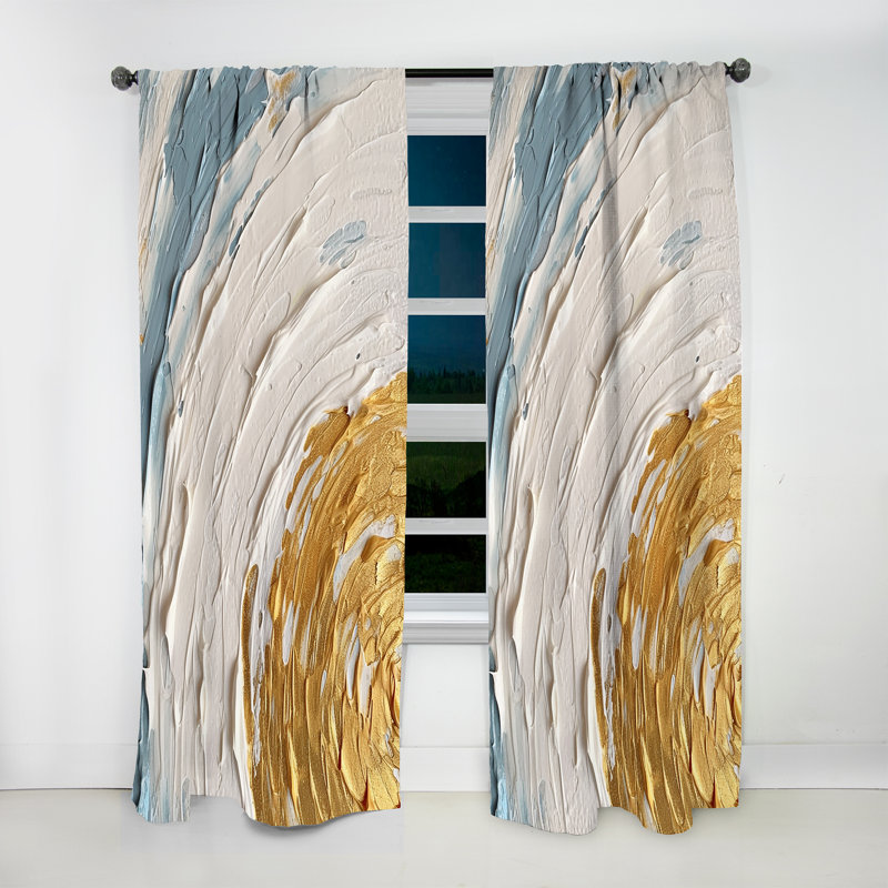 Or et bleu Vibrant Spirals II - rideau en velours moderne - obscurcissant - 1 panneau, L 52 po x L 108 po