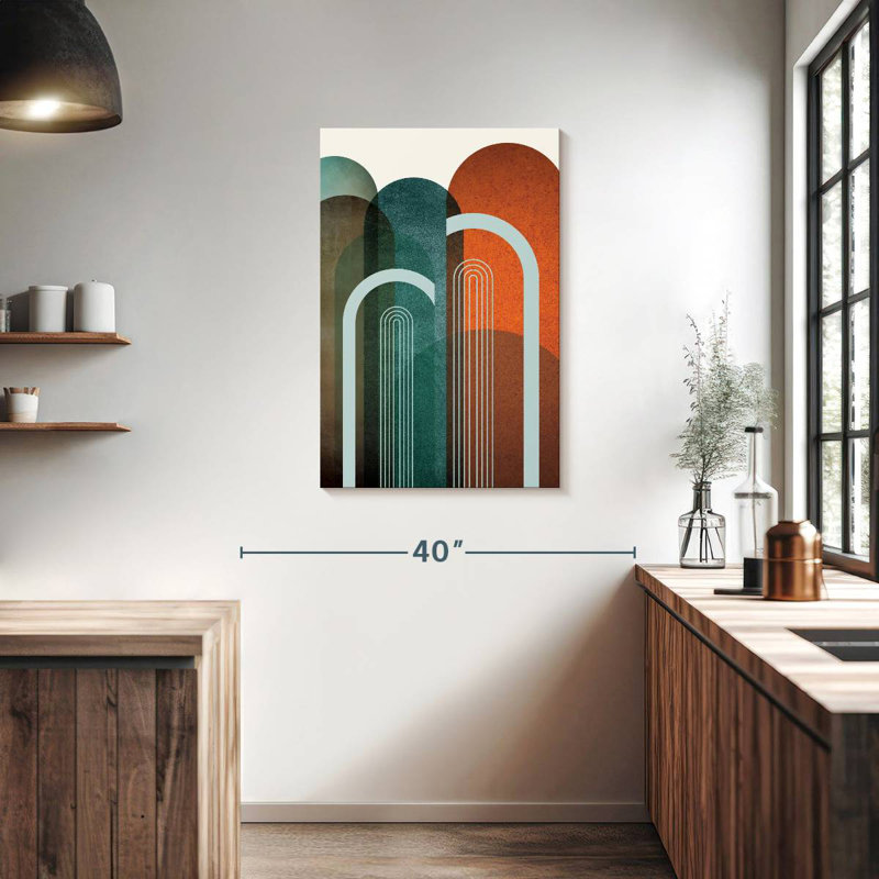 Avery Mid-Century Arches bleu sarcelle orange II, H 36 po x l 24 po