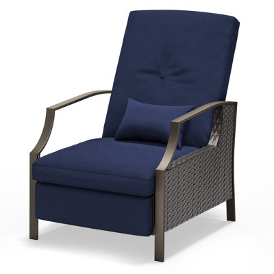 Tanzeela Outdoor Powder Coated Iron Chaise Lounge Zero Gravity Chair with Cushions