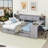 Wooden Daybed with 3 Cabinets, 2 Drawers, Study Desk and Built-In Bookshelf-1351961169