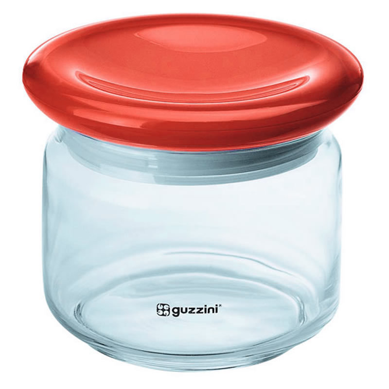Pot de rangement en verre 0,7 qt avec housse en acrylique Feeling, Rouge