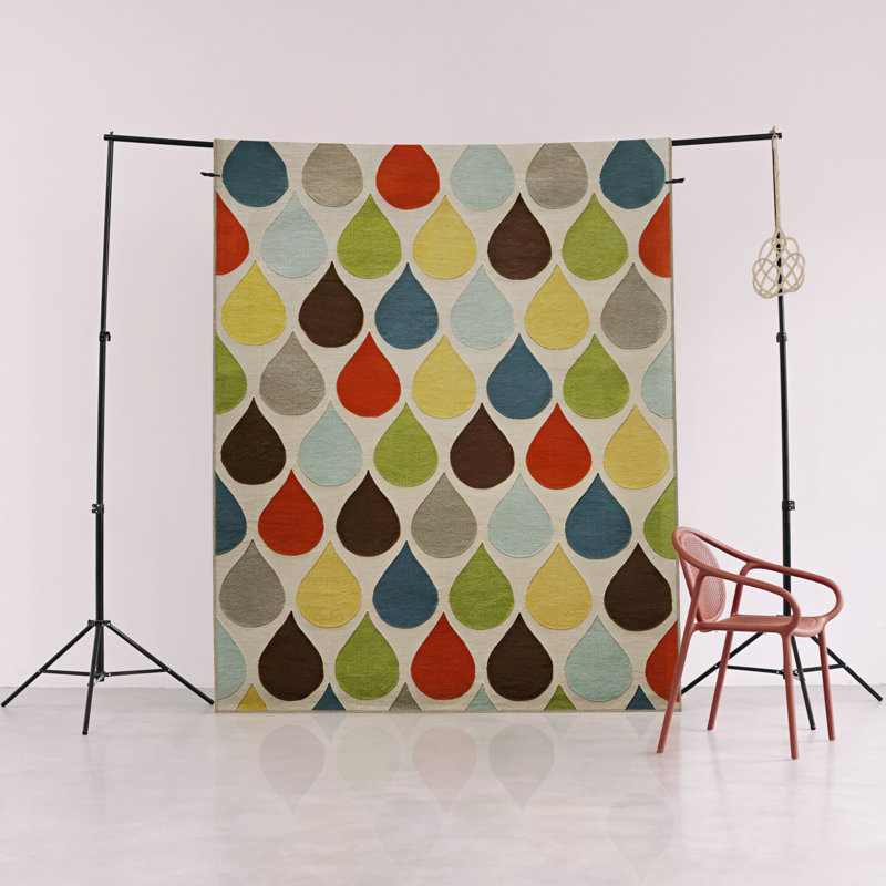 Multi-Colored Water Drop Patterned Creative Modern Decorative Rug, Runner 3'3.37" x 9'10.11"