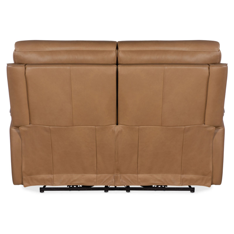Sahara Sandalwood Leather Power Loveseat with Cup Holder