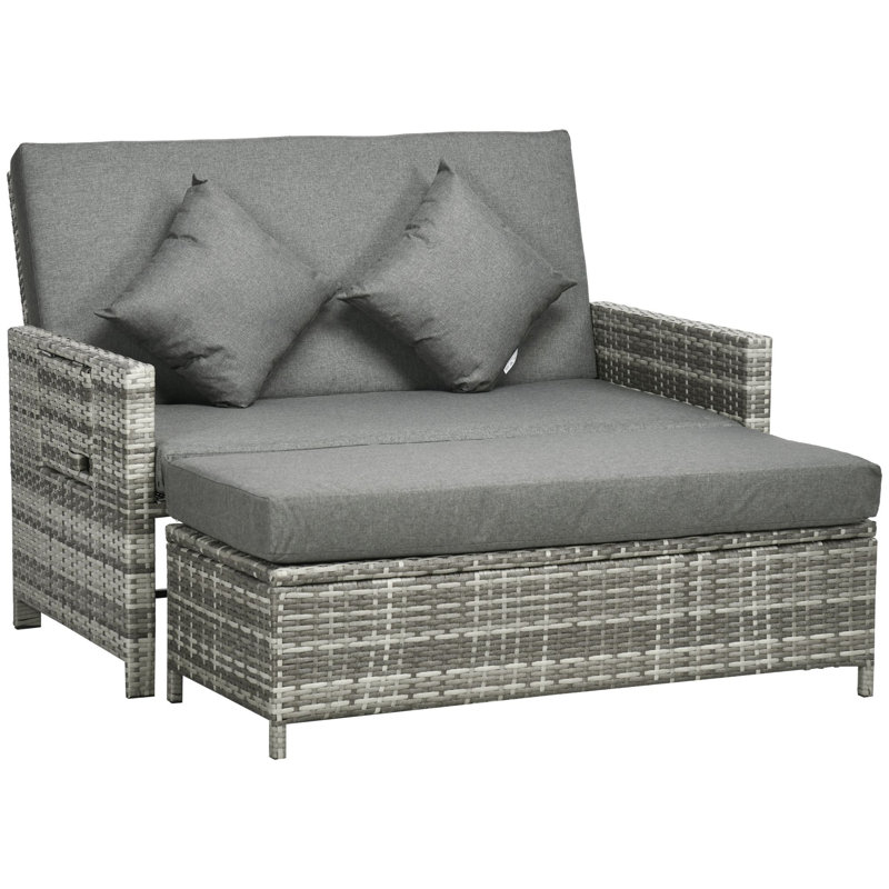 Kyshawn 130cm Wide Straight Wicker Loveseat with Cushions