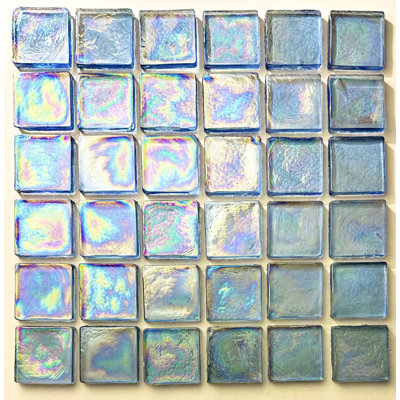 Atmosphere 2 in. x 2 in. Iridescent Recycled Glass Handmade Plastic Face Mounted Mosaic Decorative Wall & Pool Tile