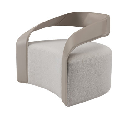 Fauteuil d'appoint à oreilles Elaris Relax - Mélange de cuir et de tissu avec base en métal