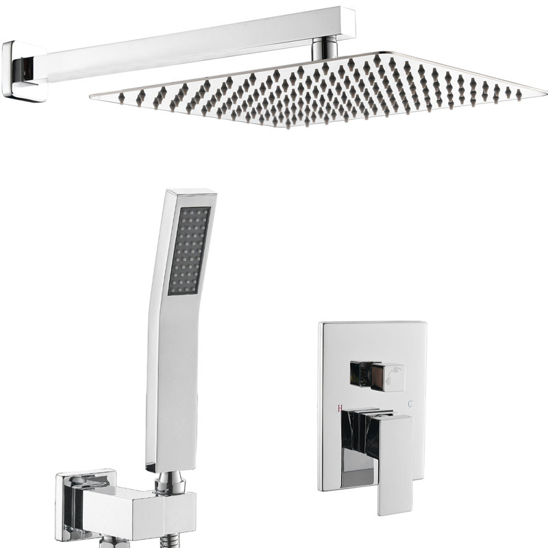 Contemporary Bathroom Faucet - Wall Mounted Shower With Pull-Out And Rust- Finish Modern Rain Head Handle Long-Lasting Characteristics