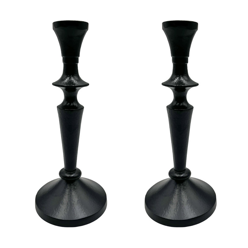 8'' H Aluminum Tabletop Taper Candlestick, Black 