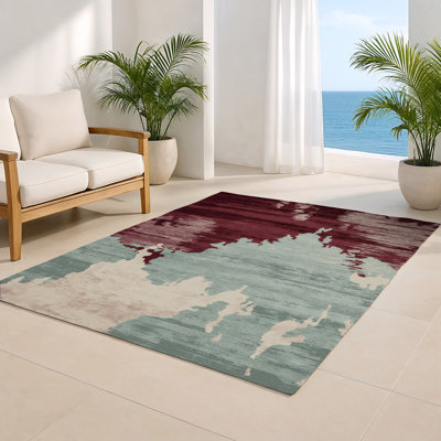 Tapis intérieur et extérieur gris Watercolor
