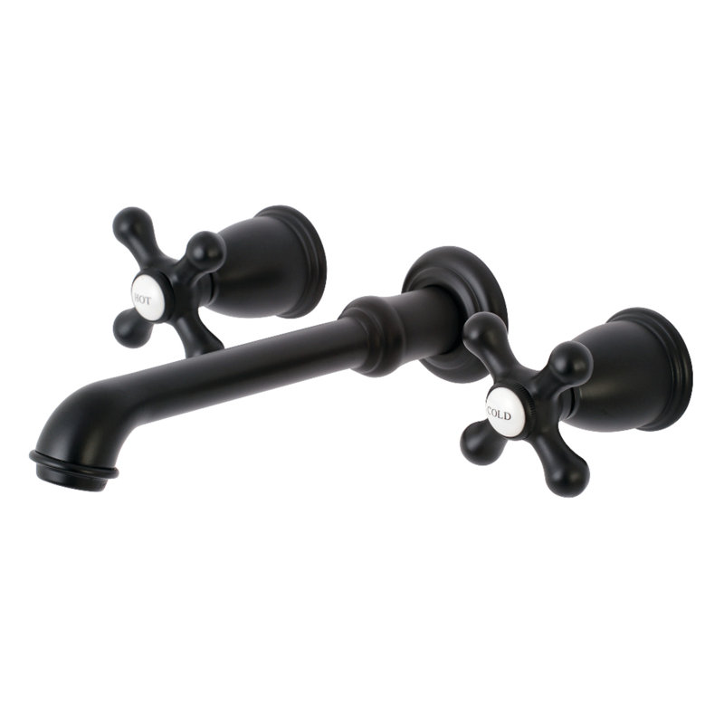 English Country Wall Mounted Bathroom Faucet, Matte Black