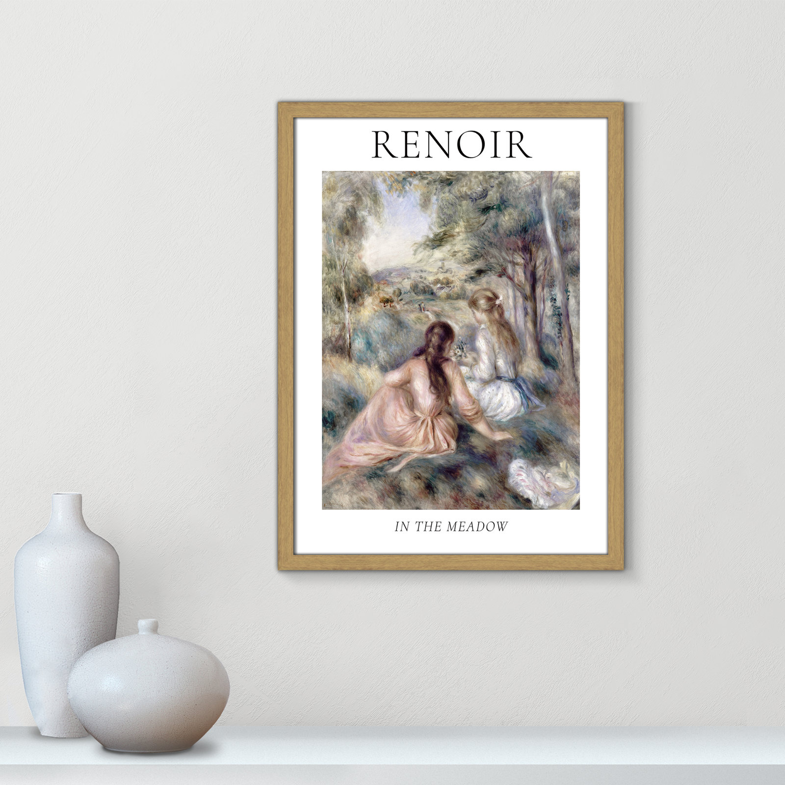 Old Masters Collection "In the Meadow" Print, Natural Single Picture Frame, No, 23" H x 17" W x 0.75" D