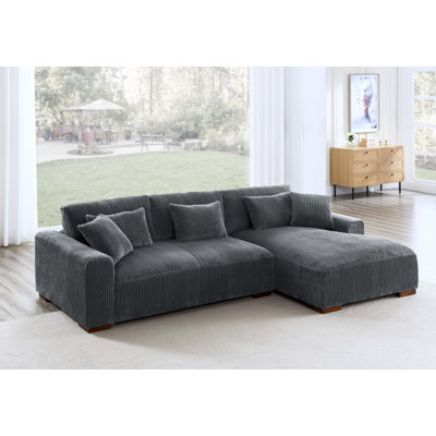Swapan Modern Chenille Couch Sofa Sectional with Deep Tufted Seat