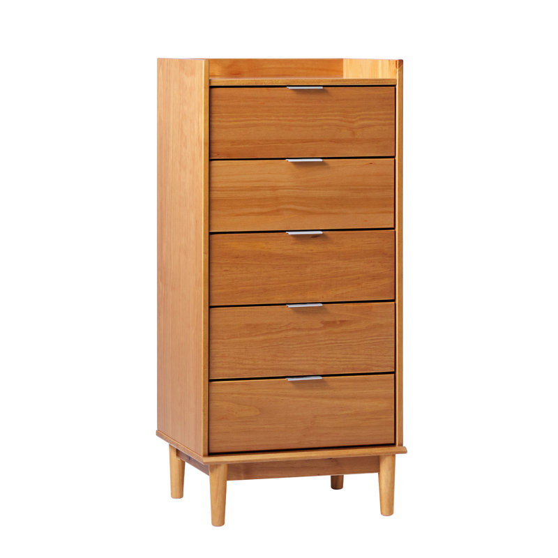 Gheorghe 5-Drawer Solid Wood Dresser, Caramel/STURDY