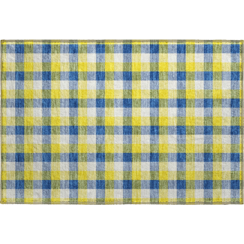 Premium Machine Washable Crumley AMF1053 Plaid Rug, Rectangle 1'8" x 2'6"