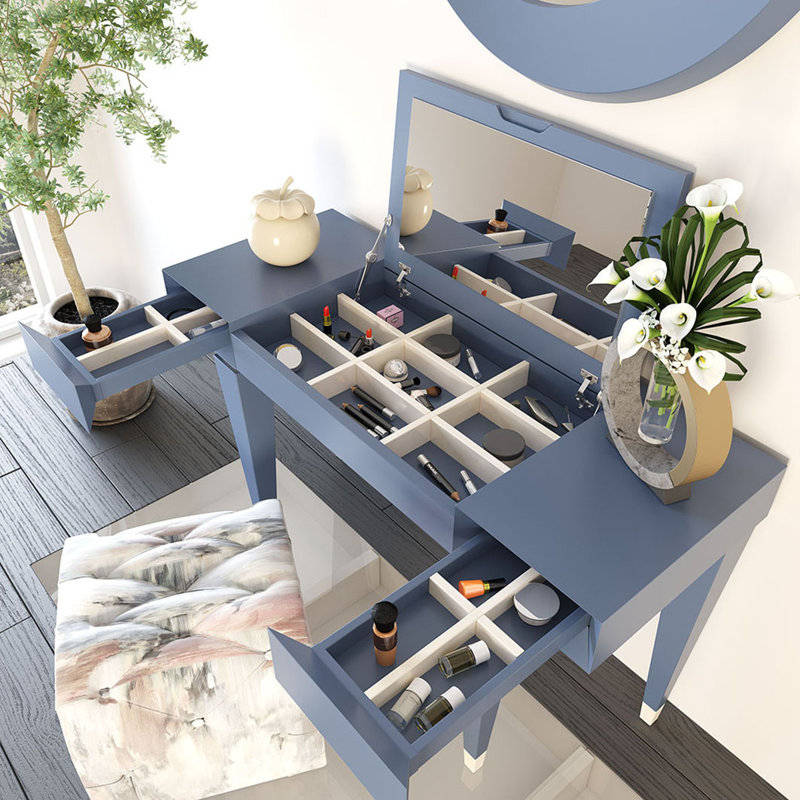 Ensemble coiffeuse et tabouret Venice, Mat