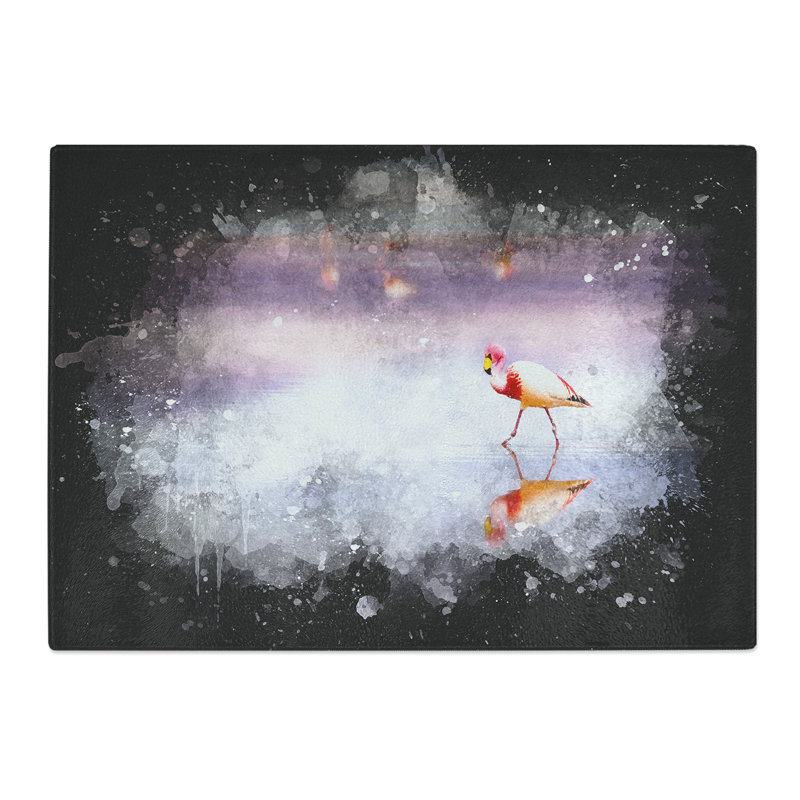 Tempered Glass Flamingo Reflection Chopping Board, 20 cm x 28.5 cm