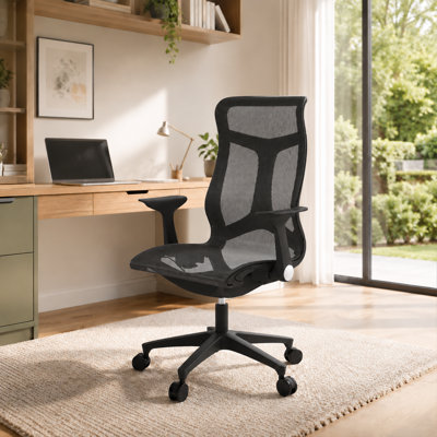Chaise de travail, chaise de bureau ergonomique avec appui-tête incurvé, roulettes silencieuses pour bureau à domicile, bureau et espace de travail, gris