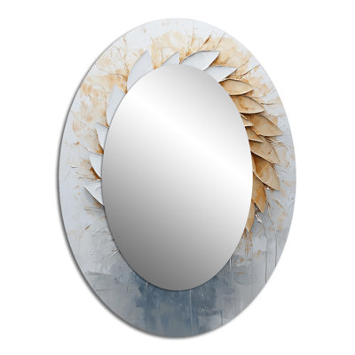 Modern Beige And White Dreamcatcher - White Modern Oval Wall Mirror