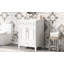 Meuble-lavabo de 24 po avec lavabo en céramique, armoire de rangement en bois massif avec portes à fermeture douce, style rétro-126232802