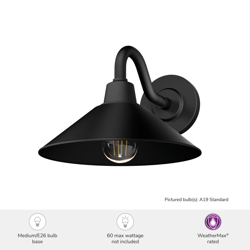 Matte Black Modern Metal Outdoor Wall Light