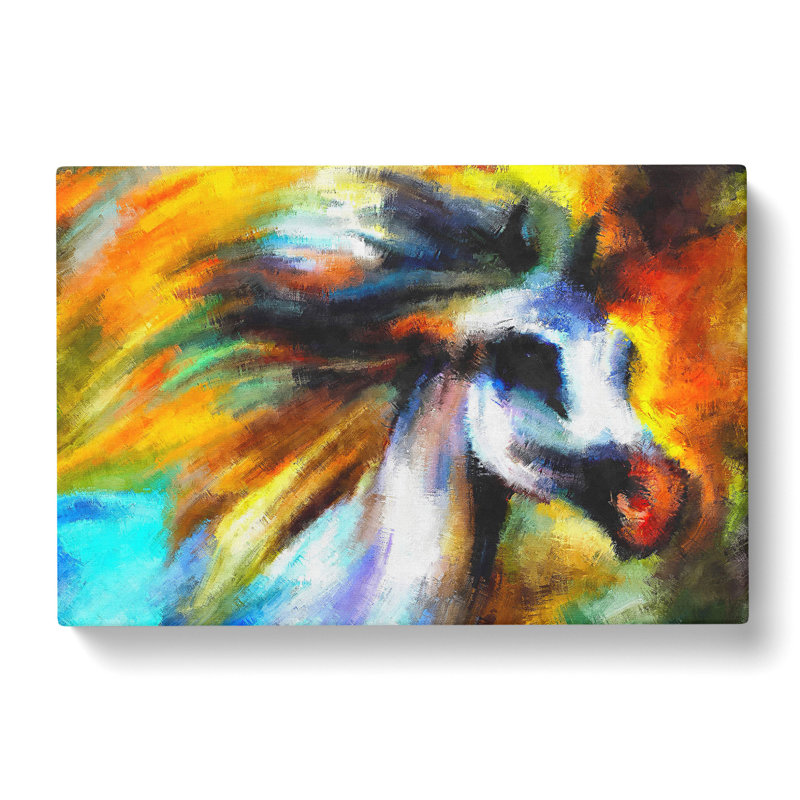 Colourful Horse - Wrapped Canvas, 50cm H x 76cm W x 3cm D