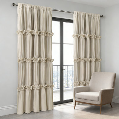 Thermal Insulated Blackout Window Curtains, Boho Ruched Window Treatments