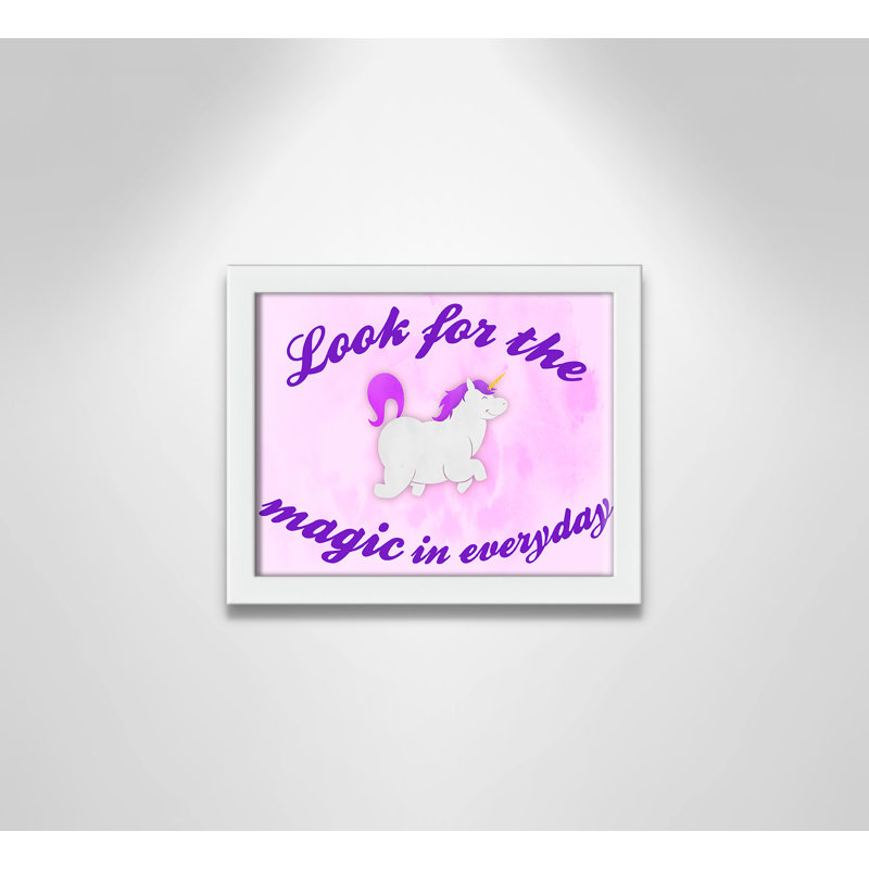Décoration murale licorne magique pour enfants, H 9 po x l 11 po x P 1,19 po, Encadré de boîte blanc